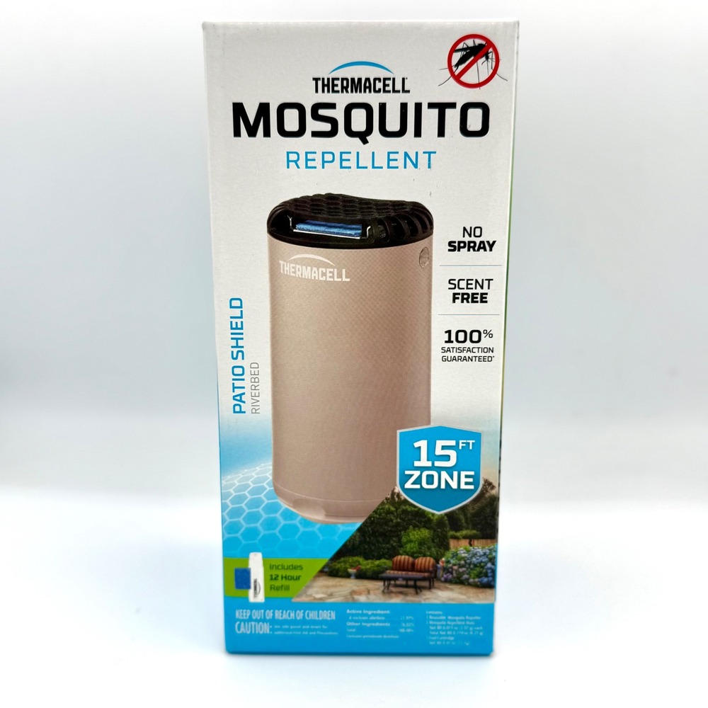 Thermacell Patio Shield Mosquito Repeller Riverbed Tan 15ft Protection Zone NEW